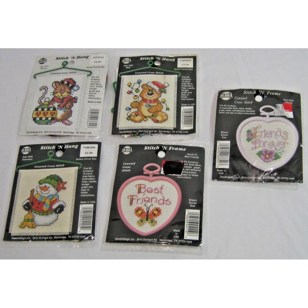 NMI STITCH AND HANG KITS, Lot Of 5, Holiday Ornament